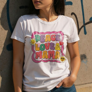 Camiseta Citação Retro Groovy Mama Tipografia Dia das Mães