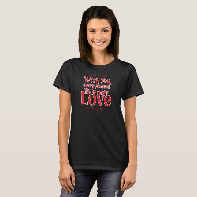 Camiseta Citação Romântica de Amor para Sempre Novo (Frente Completa)