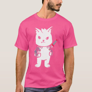 Camiseta Citação Samurai Gato Katana Ninja Yakuza Tatuagem
