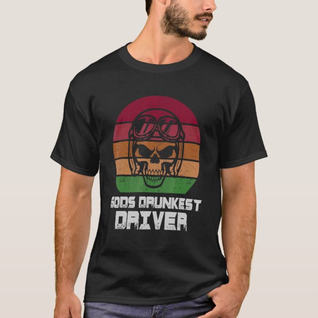 Camiseta Citação Sarcástica do Condutor mais Bêbado de Deus (Frente)