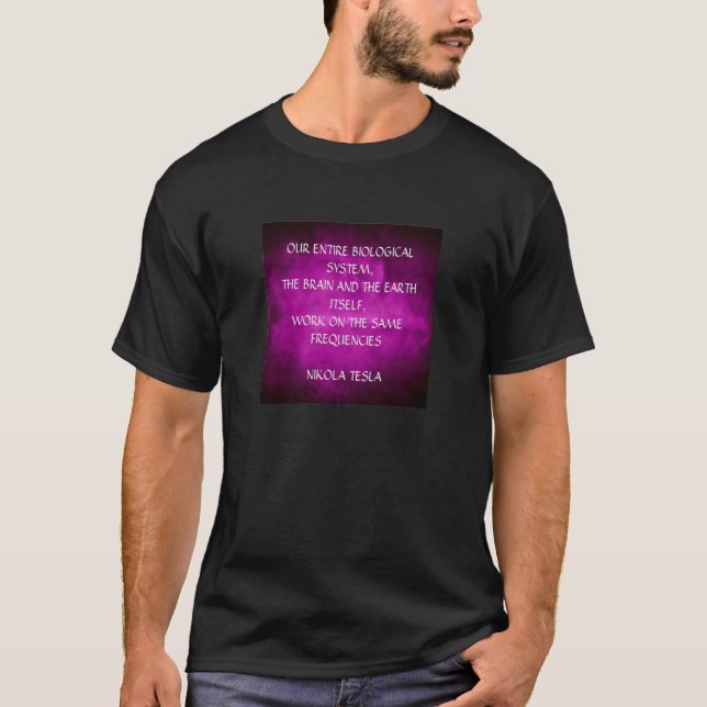 Camiseta Citação Tesla Sobre Roxo (Frente)