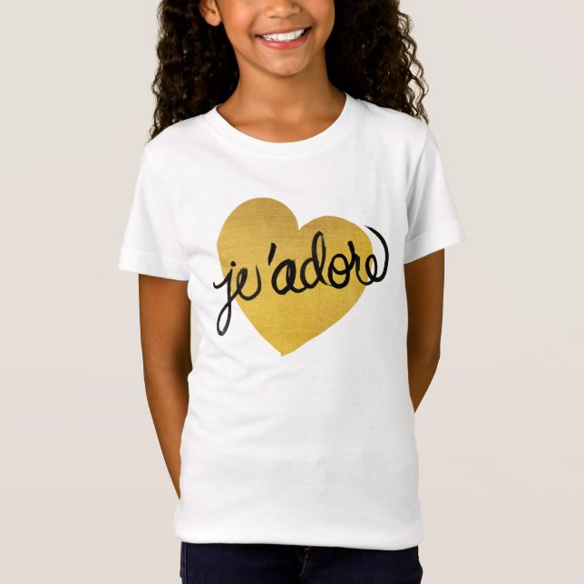 Camiseta Citações coração preto & Dourado de | de J'adore (Frente)