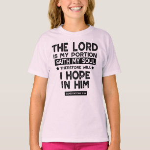 Camiseta Citações de Lamentações 3:24 O Senhor é Minha Porç