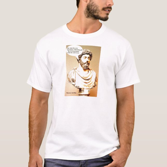 Camiseta Citações de MARCUS AURELIUS - ele que vive em wi (Frente)