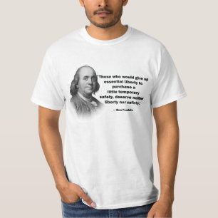 Camiseta Citações do controlo de armas de Ben Franklin - 