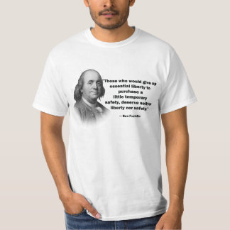 Camiseta Citações do controlo de armas de Ben Franklin - a