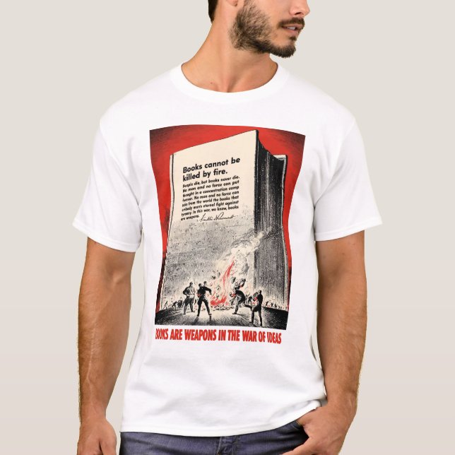 Camiseta Citações do FDR no Burning de livro (Frente)