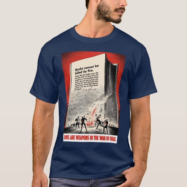 Camiseta Citações do FDR no Burning de livro (Frente)