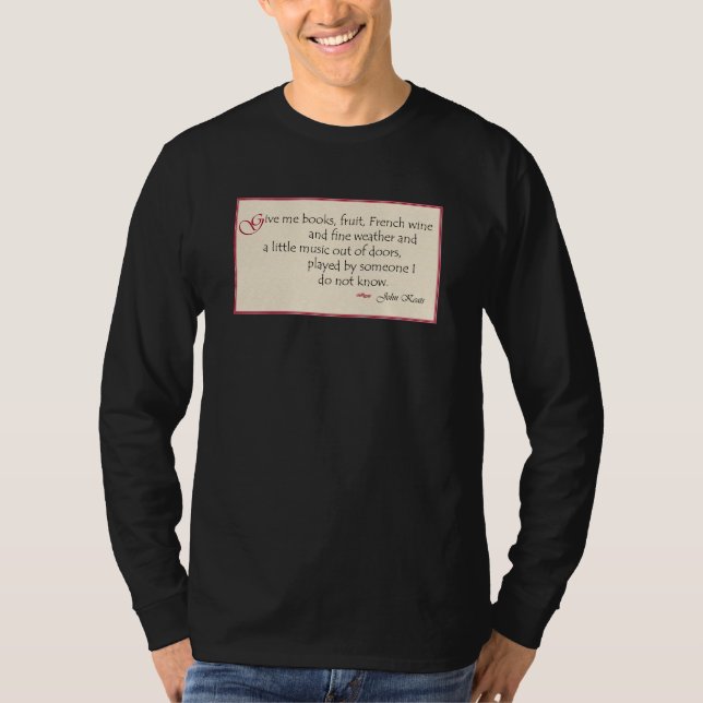 Camiseta Citações do livro de John Keats (Frente)