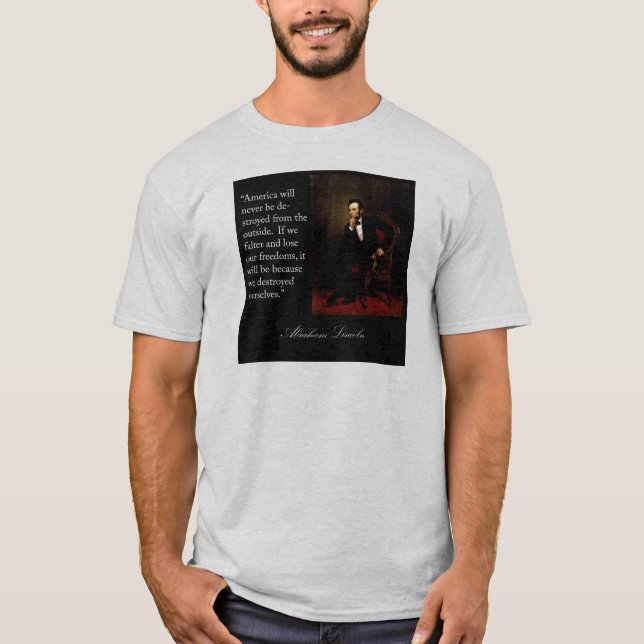Camiseta Citações & retrato de Abraham Lincoln (Frente)