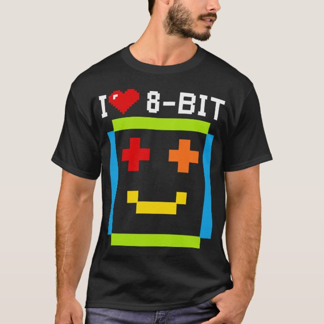 Camiseta citation i love 8 bit informatique retro game ordi (Frente)