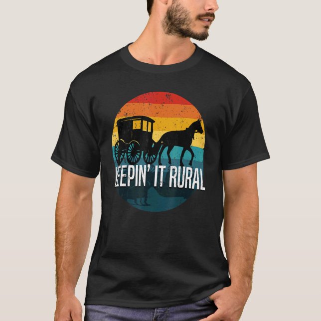 Camiseta Cite Amish Com Cavalo E Buggy Mantendo-O Real R (Frente)