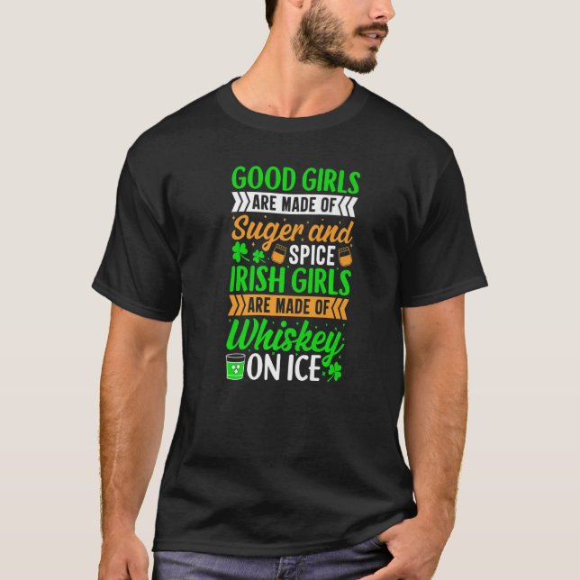 Camiseta Cito Meninas Irlandesas São Whiskey No Ice St Patr (Frente)