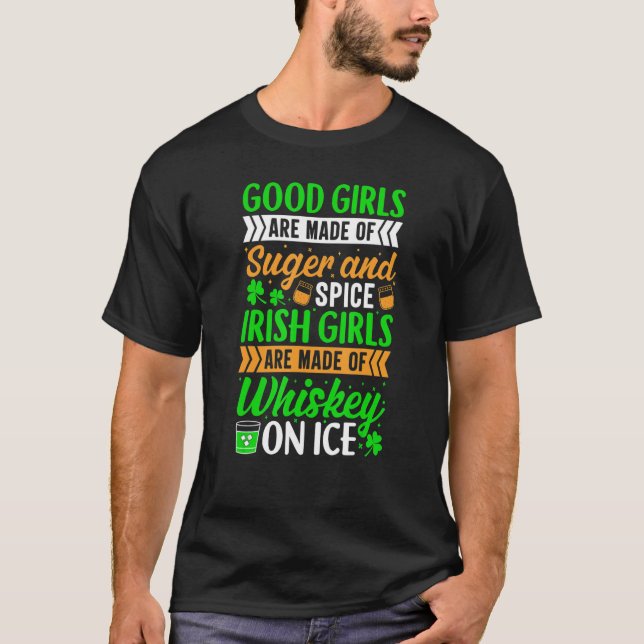 Camiseta Cito Meninas Irlandesas São Whiskey No Ice St Patr (Frente)