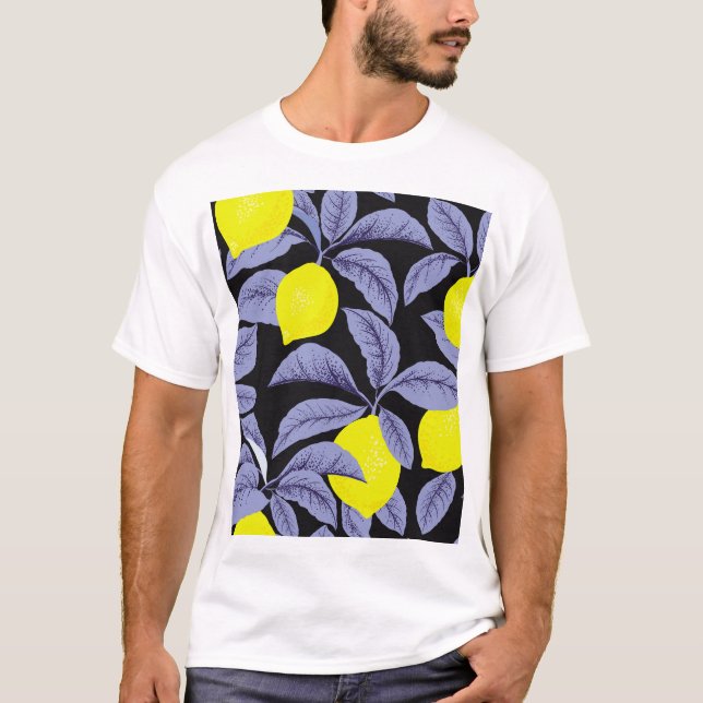 Camiseta Citros limões, design de colheita botânica. (Frente)