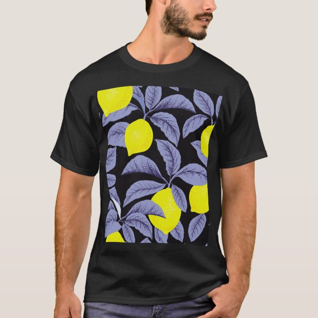 Camiseta Citros limões, design de colheita botânica. (Frente)