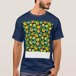 Camiseta Citrus Seamless Patterin Lemon Limão Orange Mandar