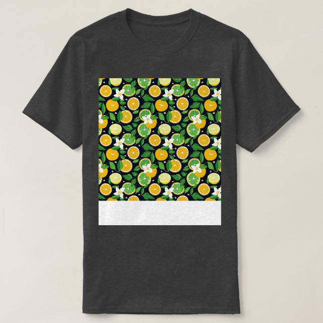 Camiseta Citrus Seamless Patterin Lemon Limão Orange Mandar (Frente do Design)