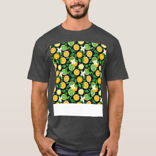 Camiseta Citrus Seamless Patterin Lemon Limão Orange Mandar