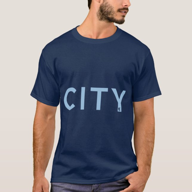 Camiseta CITY Azul Celeste retro (Frente)