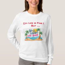 City Life Vs Beach Life Black T Shirt