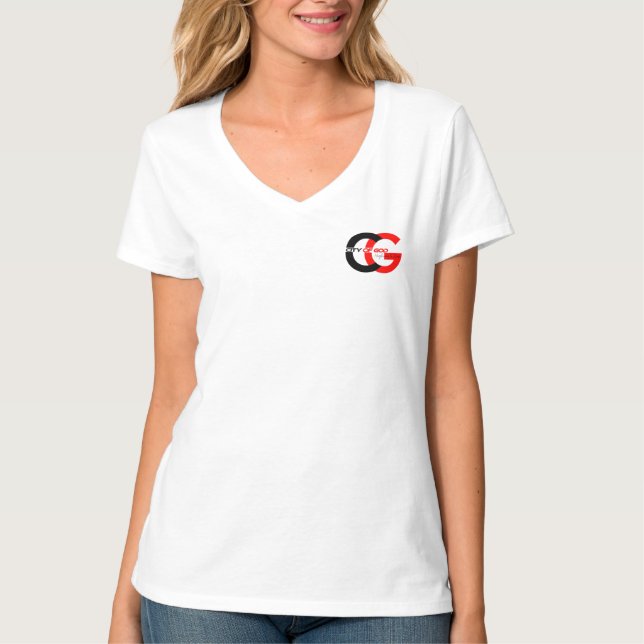 Camiseta City Logo Women's V-Neck Crew Shirt (Frente)