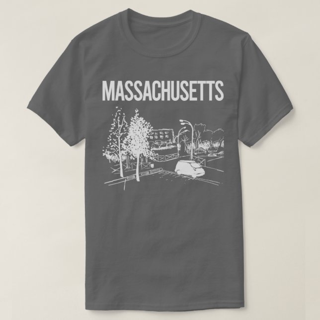 Camiseta Cityscape Sketch Massachusetts (Frente do Design)