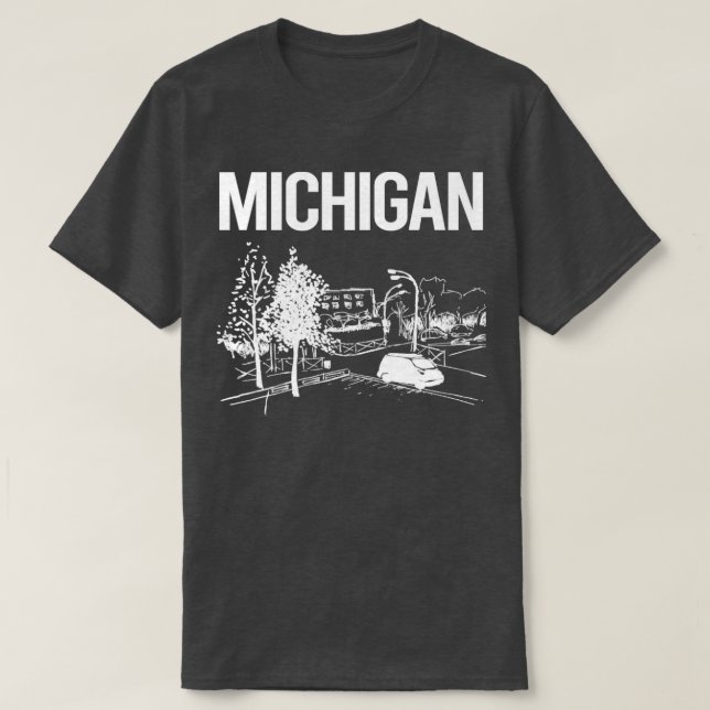 Camiseta Cityscape Sketch Michigan (Frente do Design)
