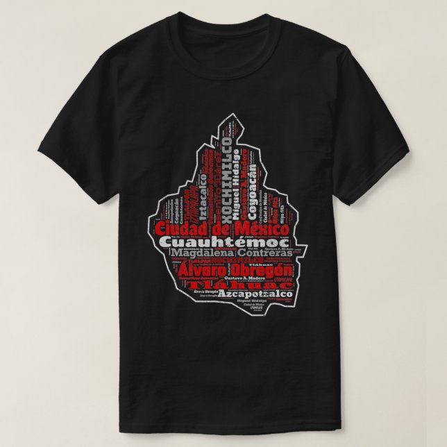Camiseta Ciudad De Meico CDMX Mapa Do Município (Frente do Design)