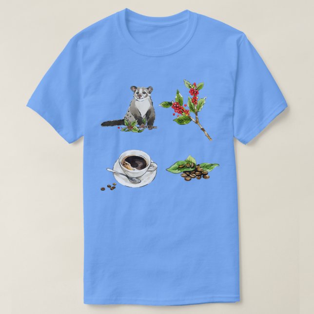 Camiseta Civet Luwak Coffee Set (Frente do Design)