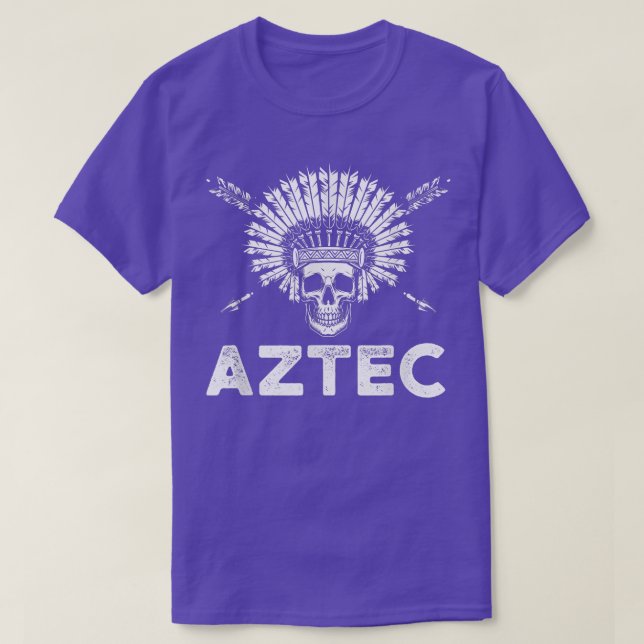 Camiseta Civilização Antiga do Esqueleto do Caveira Aztec  (Frente do Design)