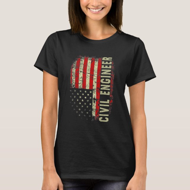 Camiseta Civill Engineer 4th Of July US Flag Patriotic Engi (Frente)