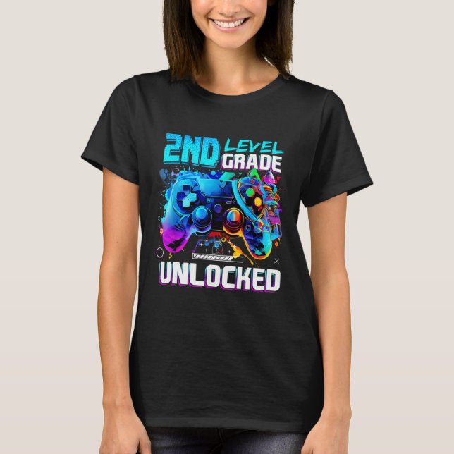 Camiseta Ck To School 2nd Grade Level Unlocked Gamer Kids B (Frente)