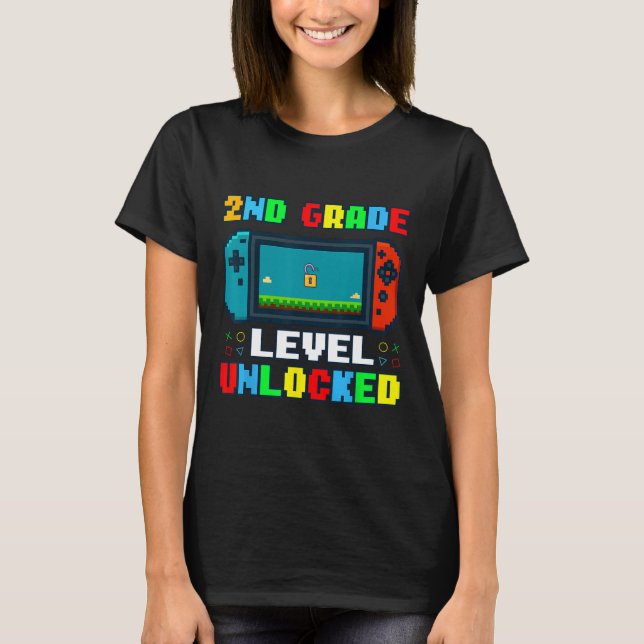 Camiseta Ck To School 2nd Grade Level Unlocked Gamer Kids B (Frente)