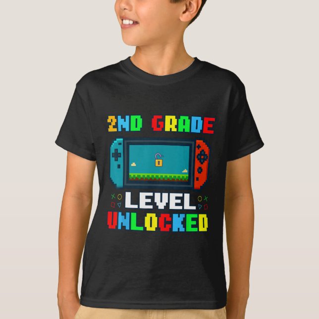 Camiseta Ck To School 2nd Grade Level Unlocked Gamer Kids B (Frente)