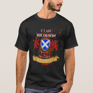 Camiseta Clã da Família Escocesa Nicolson Travessuras da Id