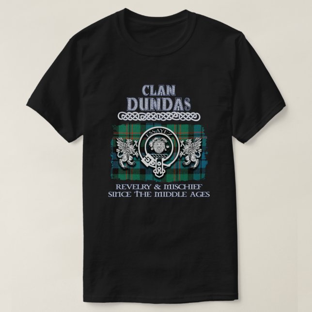 Camiseta Clã Dundas crest clãs escoceses sobrenome escocês (Frente do Design)