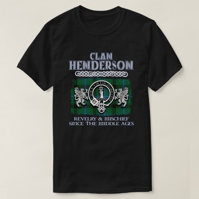 Camiseta Clã Henderson crest clãs escoceses surna escocesa (Frente do Design)