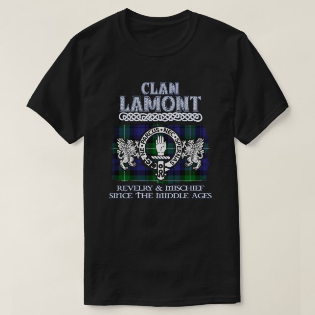 Camiseta Clã Lamont crest - Apelido escocês (Frente do Design)