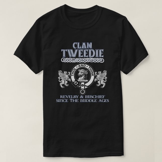 Camiseta Clã Tweedie crest clãs escoceses sobrenome escocês (Frente do Design)