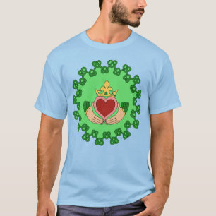 Camiseta Claddagh e Entrelaçamento Verde