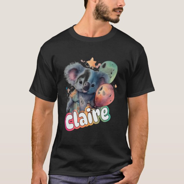 Camiseta Claire - Nome Adorável De Garota Com Koala (Frente)