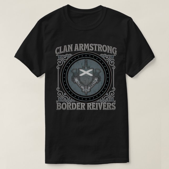 Camiseta Clan Armstrong, Border Reivers, Scotland Forever, (Frente do Design)