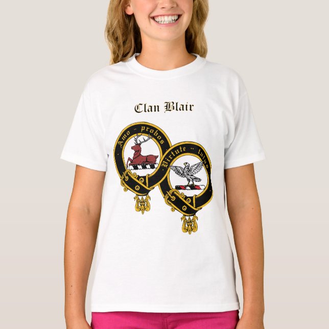Camiseta Clan Blair Crest com o nome Rapariga Ruffle T-Shir (Frente)