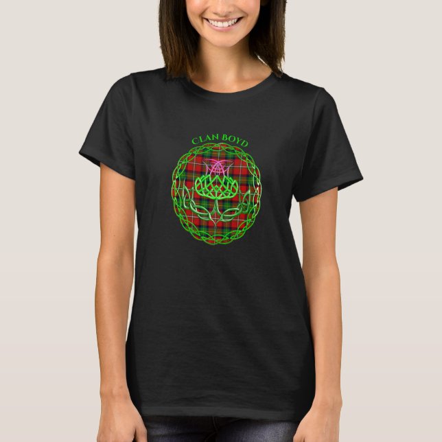 Camiseta Clan Boyd Scottish Tartan Celtic Thistle (Frente)
