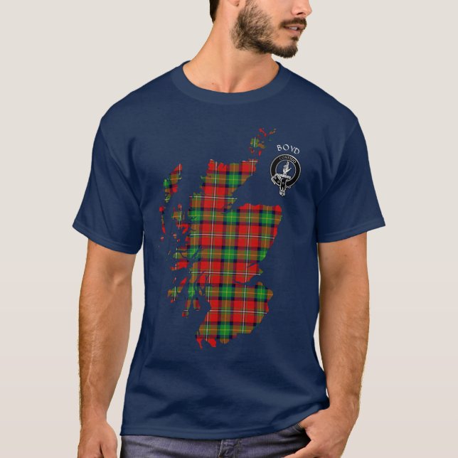 Camiseta Clan Boyd Tartan Map & Crest T-Shirt (Frente)