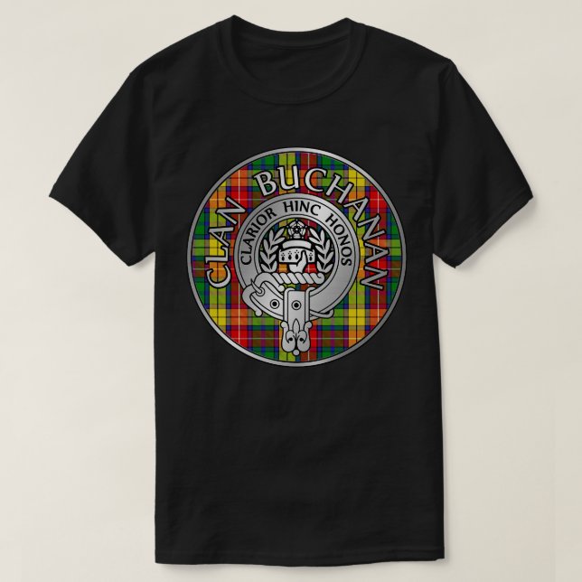 Camiseta Clan Buchanan Crest Tartan (Frente do Design)