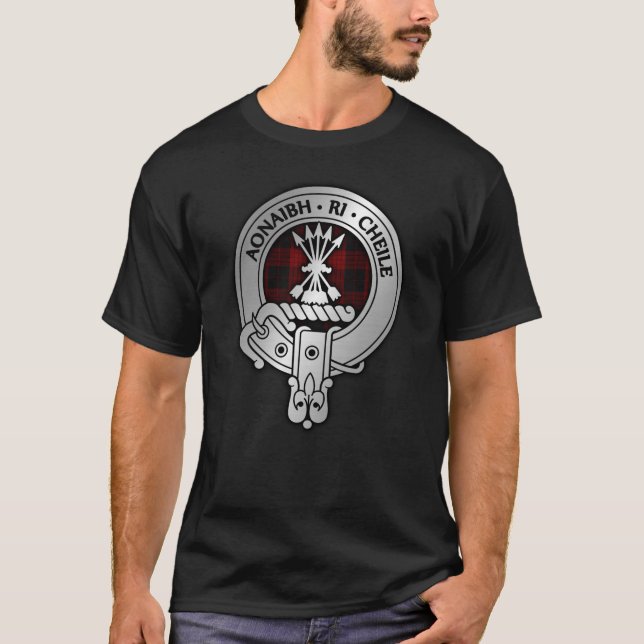 Camiseta Clan Cameron Crest & Red & Black Tartan (Frente)