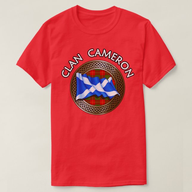 Camiseta Clan Cameron Crest Tartan Knot (Frente do Design)