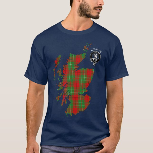Camiseta Clan Comyn | Camisa-T Cumming Crest & Tartan (Frente)